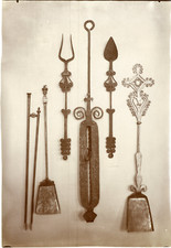 France, Paris, grilles, shovel, wrought iron bellows Louis XVI era vintage a