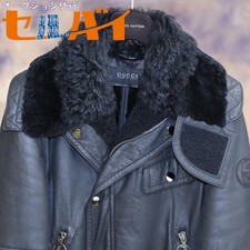 Gucci Runway Exclusive Frida Leather Mouton Blouson Jacket, Men's Size 44, Black