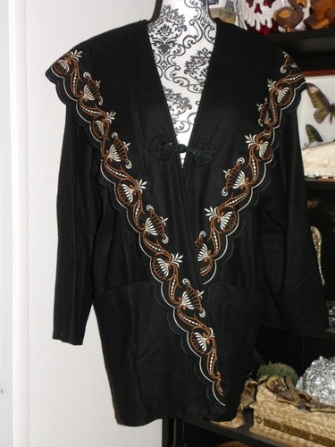Manteau cape brodé laine - cape, en