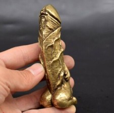 Solid Bronze Copper Statue Hand Carved Penis Love Amulet Gift 80211 New