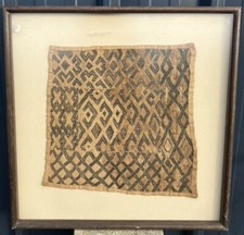 Pre-1950 African Velour Kassai Framed Fabric Geometric Framed Decor