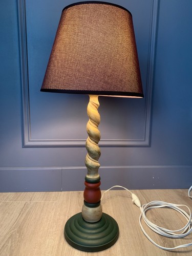 Lampe bois torsadé doré - bois,