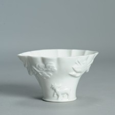 Antique Chinese 17C Dehua Blanc de Chine Libation Cup Animals ESPIR COLLECTION