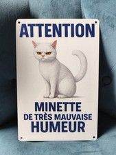 Plaque métal humour chat