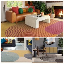 Moderne Muse Rétro Tapis pour Salle à Manger Chambre Poils Court Orange Bleu