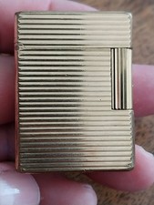 BRIQUET DUPONT PLAQUE OR VINTAGE PARIS TRES BON ETAT FONCTIONNE 20 MICRONS 
