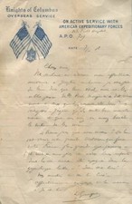 AUTOGRAPH LETTER SIGNED by an American during the war 1914-1918 COLUMBUS
