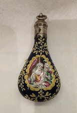 SOLID SILVER ENAMELLED PORCELAIN SALT BOTTLE 18TH CENTURY