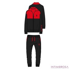 Pyjama Combinaison Homme Officiel Milan En Coton Fleece Rouge Et Noir PIGM 1085