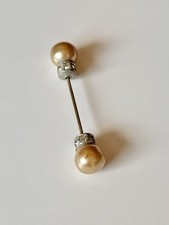 Vintage Pearl & Rhinestone Jabot Cliquet Collar Pin