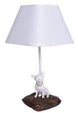 Lampe Chien de Table Style Maison Campagne Lumière Blanc Chiwawa