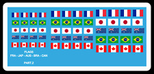 Décalcomanie Decals Flags FRA BRA JAP AUS  1/43 1/32 1/24 1/18 Water slide decal
