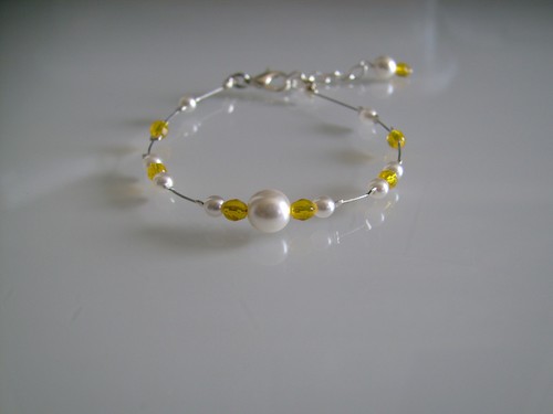 Bracelet blanc jaune ivoire - bracelet, blanc/jaune/ivoire