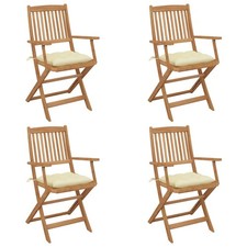 Lot de 4 Chaises Pliables de Jardin avec Coussins Siège Bois d'Acacia vidaXL