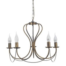 lustre 5 bras en métal marron