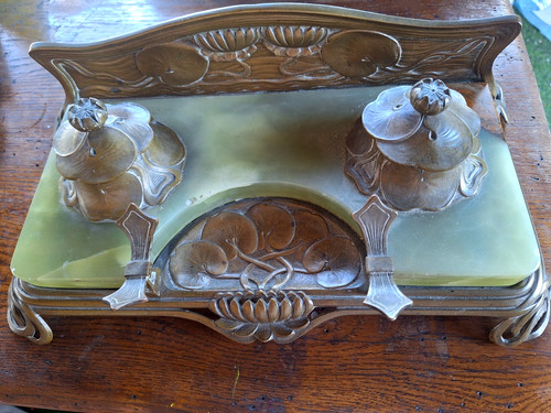 Encrier bronze onyx art - et,