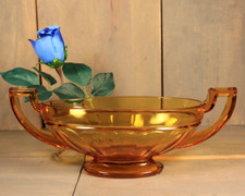 Antique VSL Val St Lambert Console Bowl Coupe Noémie Luxval Amber Glass Art Deco