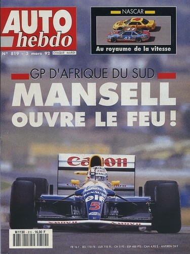 Auto hebdo 819 03 1992 - auto, n°819