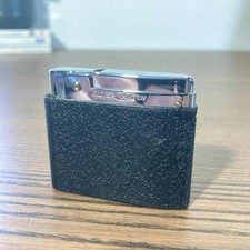 Vintage Silver Match Black Textured Lighter - French Design Retro Gas 1970