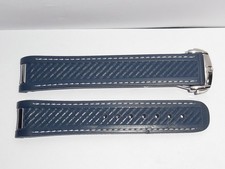 OMEGA BLUE AQUA TERRA RUBBER WRISTWATCH BAND WITH DEPLYOMENT. SEAMASTER. 20mm