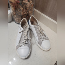 Mephisto Nikita White Nubuck Leather Lace Up/Zipper Sneakers