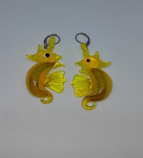 boucles d'oreille hippocampe en verre soufflé façon Murano création unique