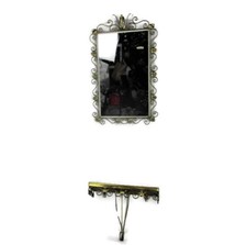 Maison Deknudt Demi Lune Console Top Brass Ornate Mirror Hollywood Regency Set