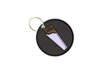 Porte cles clé clefs rond imprime double face scie bucheron