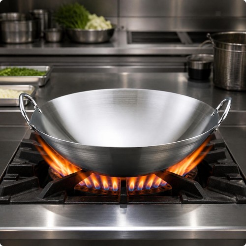 Wok fond rond - rond,, poêle