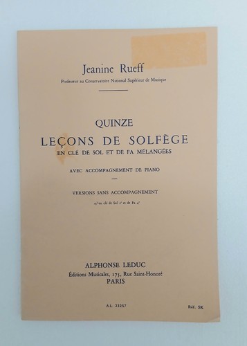 Quinze leçons solfège de - quinze,