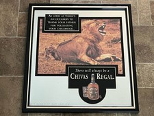 VTG Chivas Regal Scotch Whiskey Lion & Cub Mirror Sign Game Room Man Cave Beer