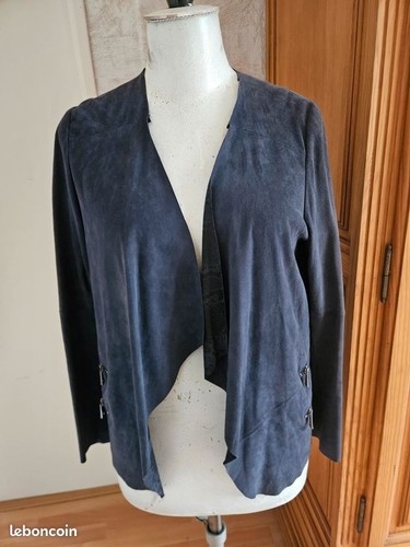 Veste daim souple bleu - veste, en