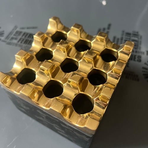 Brass carbon ashtray - carbon,