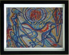 Pastel drawing ABSTRACT COMPOSITION signed ANGEL FALCHI (1913/1989)
