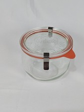 Weck Rundrand Glas 100 1/2 Liter Jar With Lid Gasket Clips Tulip Strawberry 