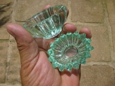 ART DECO CRYSTAL SALT SHAKERS GREEN TINTED STONE OF AVESN CIRCA 1930