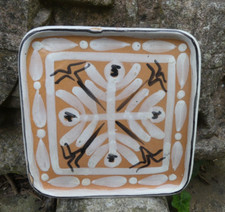 KERALUC Quimper 16cm square flat plate good condition small enamel defect