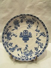 antique cup under cup delft faience floral decor fine blue 19th Holland