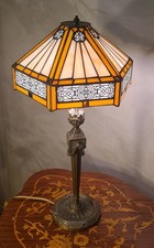 Lampe pied bronze 19e abat - et,