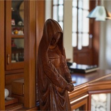 Sculpture religieuse en bois 36cm en parfait  Dévotion Catholique Prière Church 