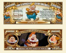 JOYEUX ! BLANCHE NEIGE ET LES 7 NAINS BILLET MILLION DOLLAR Dessin animé Disney