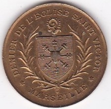 old religious medal Marseille Denier of Saint Victor’s church