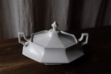 Antique Johnston Brother England Octagonal White Porcelain Soup Bowl