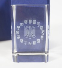 Vintage Glass Brick With Federal Coat of Arms Germany And 16 Federal States