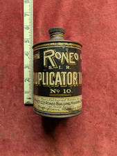Early 1900s Antique Roneo Duplicator Ink Tin Number 10 With Original Ink  (H)