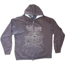 Ragwear California Y2k Full Zip Hoodie Mens Size Large L Brown Jacket MMA Design