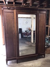 19th Century Hancrafted Antique Maple French Armoire w/ skeleton key, peg const.