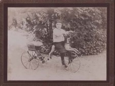 Photograph - Child on a harnessed horse - Toy 1890 / 1900 -