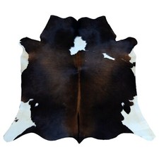 Marron Foncé Blanc Véritable Cuir de Vache Tapis Peau Petit Exotique Vache Skin