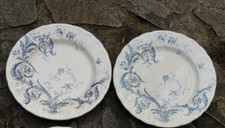 GIEN Rinceaux 2 Plates Slightly Hollow 24cm Terre de Fer 19th Century COSY